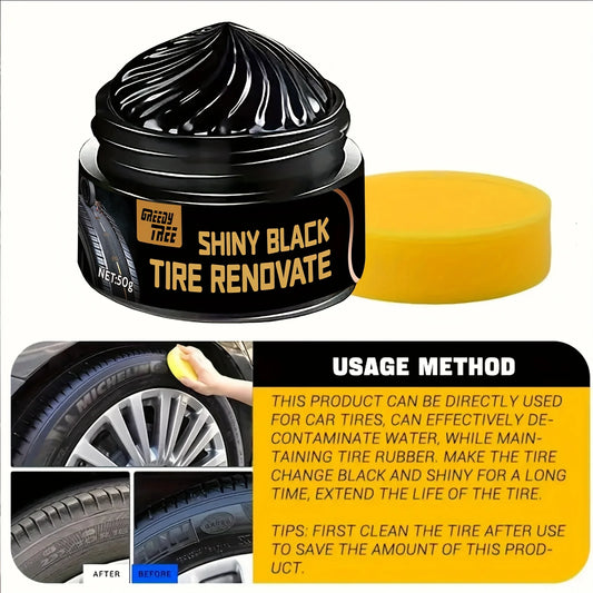 Black Shining Tire Wax - Long-Lasting, Durable Protection and Brightening, Suitable for Car, Bike and Motorcycle Tires - Prevent