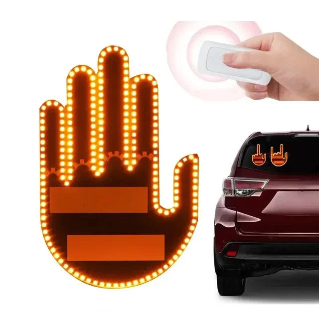 Car Expression Remote Control Led Lighting Road Rage Middle Finger Gesture Palm Light Accessories