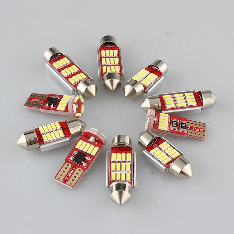 12pcs White Canbus No Error LED Interior Reading Dome Map Light Bulbs Kit For 2005-2012 Seat Leon MK2 1P 1P1 Car Accessories