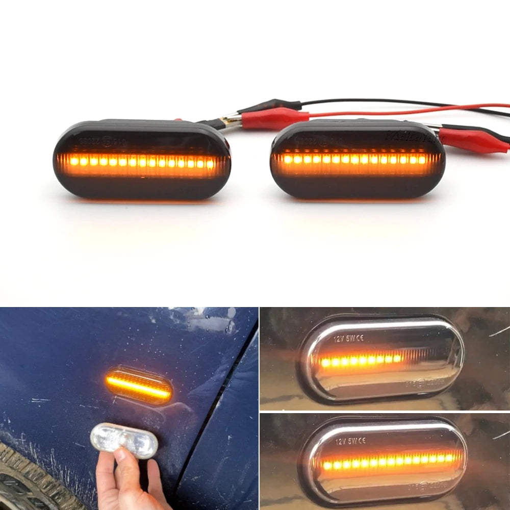 2PCS For VW Bora Golf 3 4 Passat 3BG Polo SB6 SEAT Ibiza Leon Skoda Ford LED Dynamic Side Marker Sequential Turn Signal Light