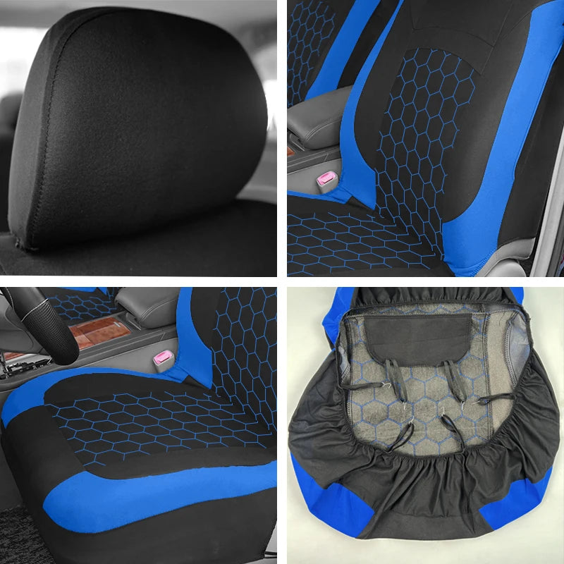 AUTO PLUS Universal Car Seat Covers Fit For Most Car Suv Truck Vans With Hexagonal Embroidery Car Accessories Interior