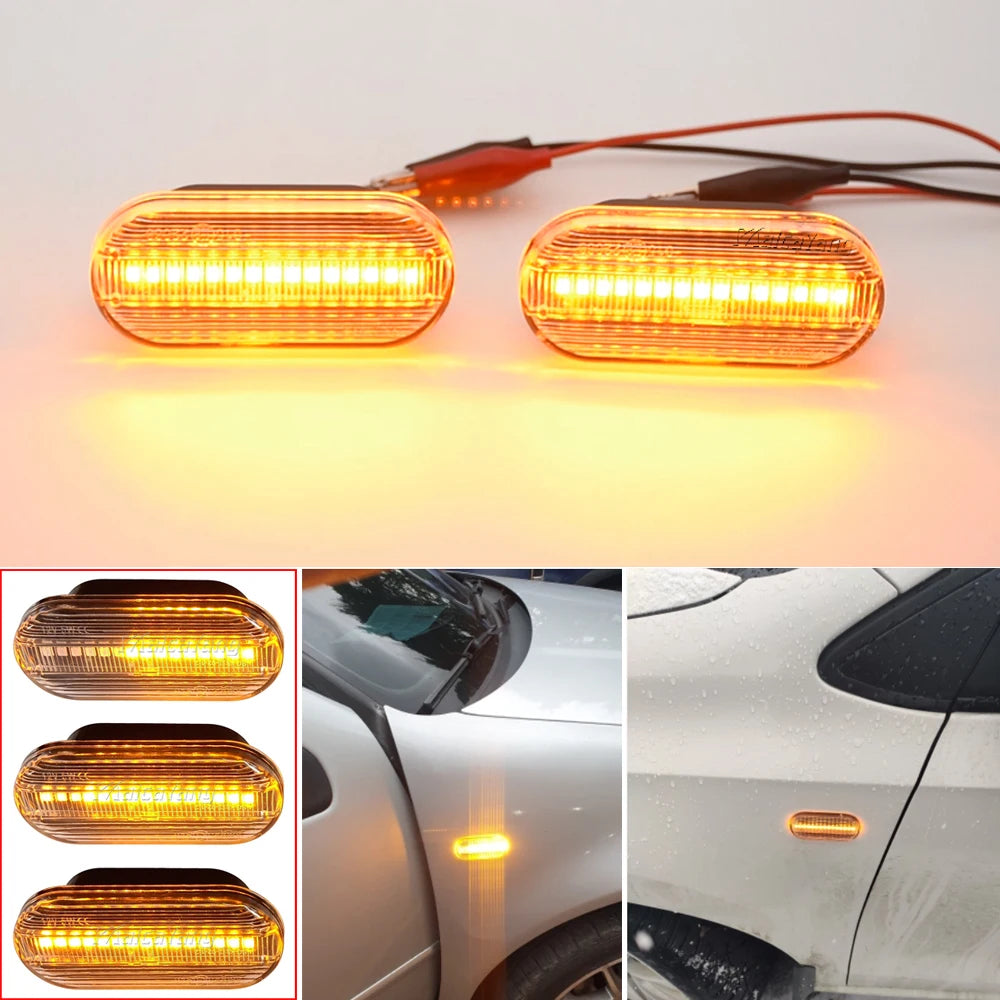 2PCS For VW Bora Golf 3 4 Passat 3BG Polo SB6 SEAT Ibiza Leon Skoda Ford LED Dynamic Side Marker Sequential Turn Signal Light