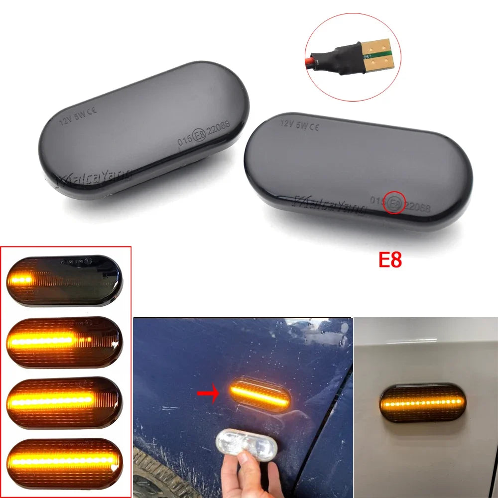 2PCS For VW Bora Golf 3 4 Passat 3BG Polo SB6 SEAT Ibiza Leon Skoda Ford LED Dynamic Side Marker Sequential Turn Signal Light