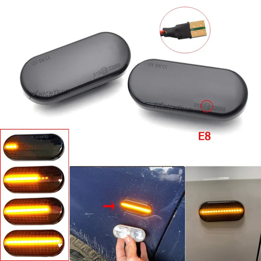 2PCS For VW Bora Golf 3 4 Passat 3BG Polo SB6 SEAT Ibiza Leon Skoda Ford LED Dynamic Side Marker Sequential Turn Signal Light