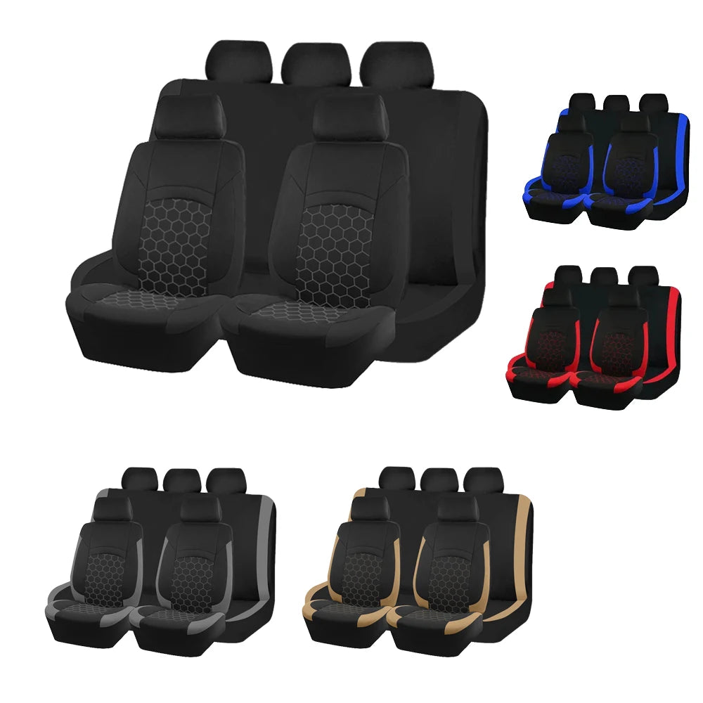 AUTO PLUS Universal Car Seat Covers Fit For Most Car Suv Truck Vans With Hexagonal Embroidery Car Accessories Interior