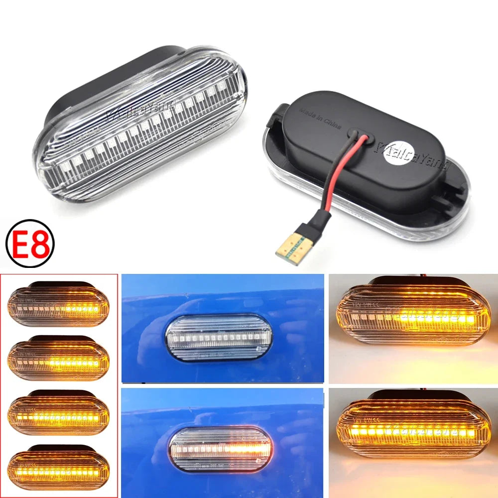 2PCS For VW Bora Golf 3 4 Passat 3BG Polo SB6 SEAT Ibiza Leon Skoda Ford LED Dynamic Side Marker Sequential Turn Signal Light