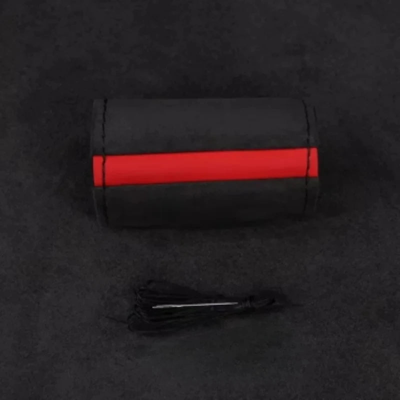 1PC Car Steering Wheel Cover Soft Wear-Resistant Comfortable Wear Resistant Universal Hand Sewing Black Suede Leather Braiding