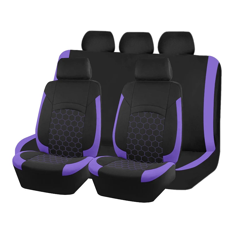 AUTO PLUS Universal Car Seat Covers Fit For Most Car Suv Truck Vans With Hexagonal Embroidery Car Accessories Interior
