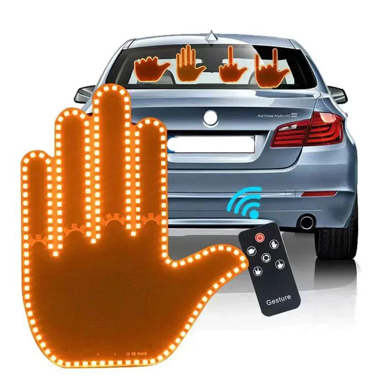 Car Expression Remote Control Led Lighting Road Rage Middle Finger Gesture Palm Light Accessories