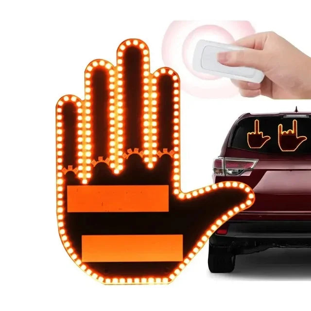 Car Expression Remote Control Led Lighting Road Rage Middle Finger Gesture Palm Light Accessories
