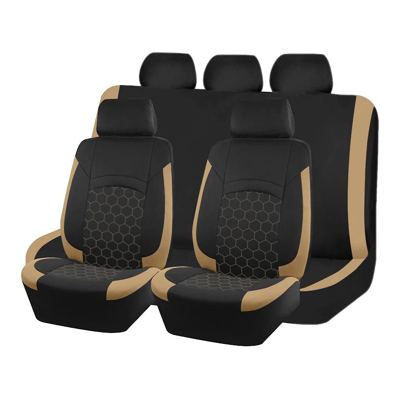 AUTO PLUS Universal Car Seat Covers Fit For Most Car Suv Truck Vans With Hexagonal Embroidery Car Accessories Interior