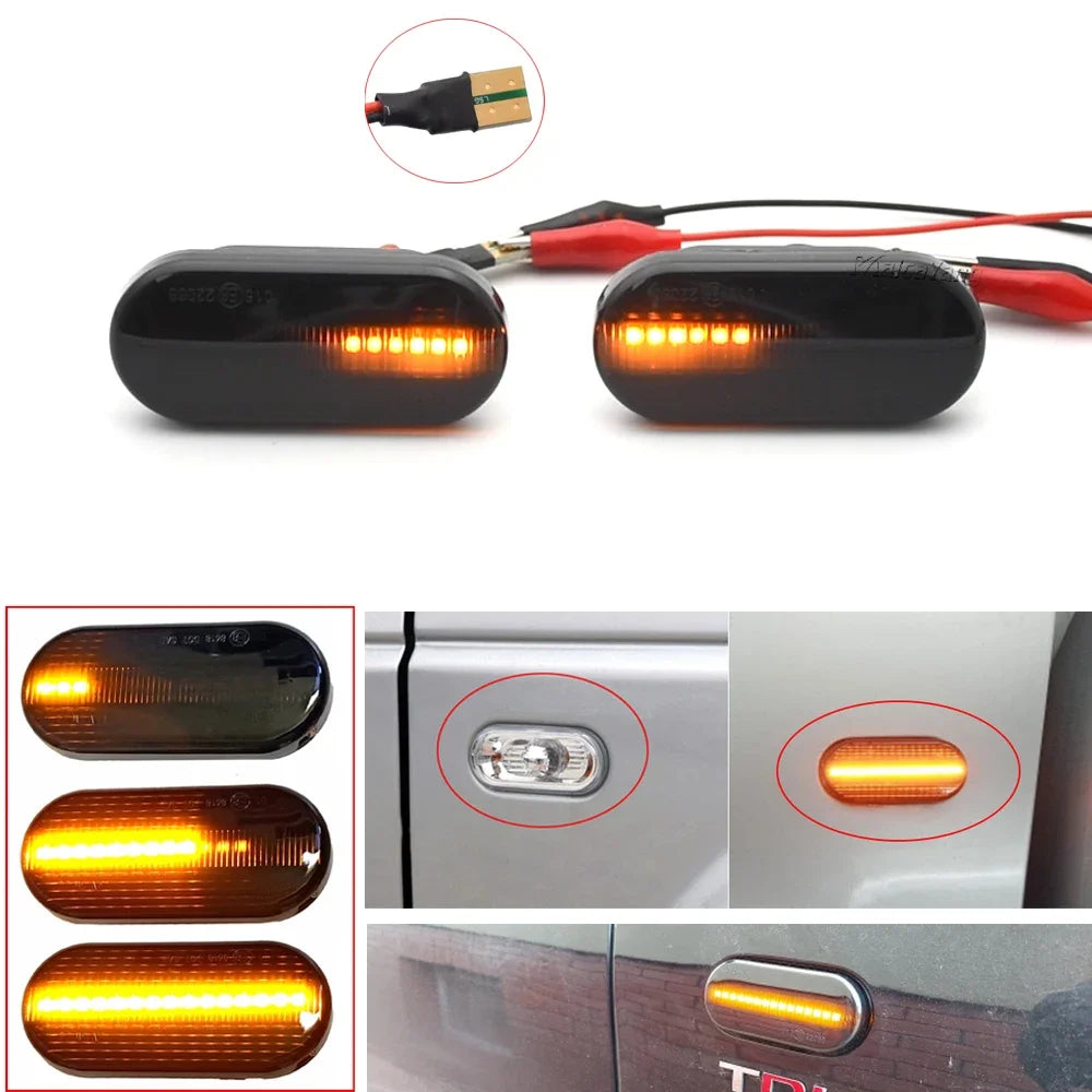 2PCS For VW Bora Golf 3 4 Passat 3BG Polo SB6 SEAT Ibiza Leon Skoda Ford LED Dynamic Side Marker Sequential Turn Signal Light