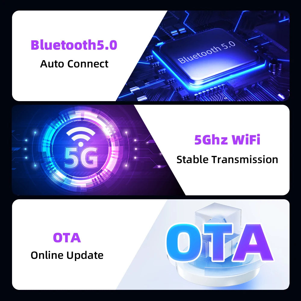 Wireless 2 in1 Carplay Adapter for Android iPhone Auto Wired to Wireless AI Box USB Connection For Volvo Benz Mg Kia Chery VW