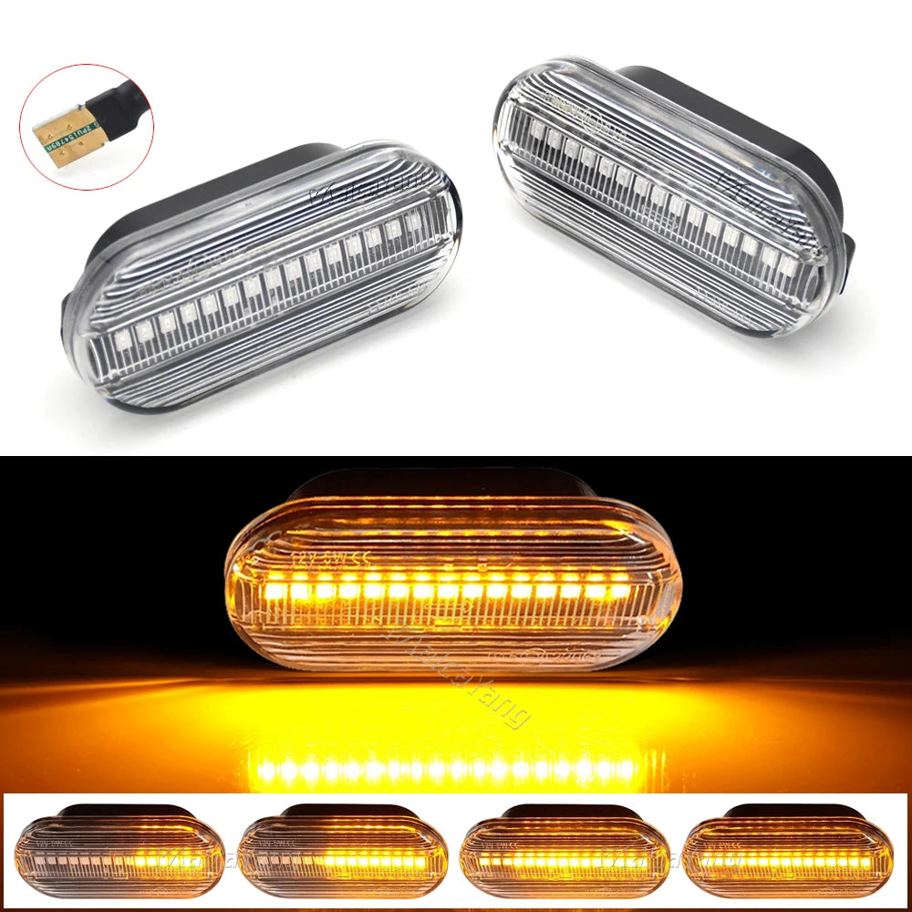 2PCS For VW Bora Golf 3 4 Passat 3BG Polo SB6 SEAT Ibiza Leon Skoda Ford LED Dynamic Side Marker Sequential Turn Signal Light
