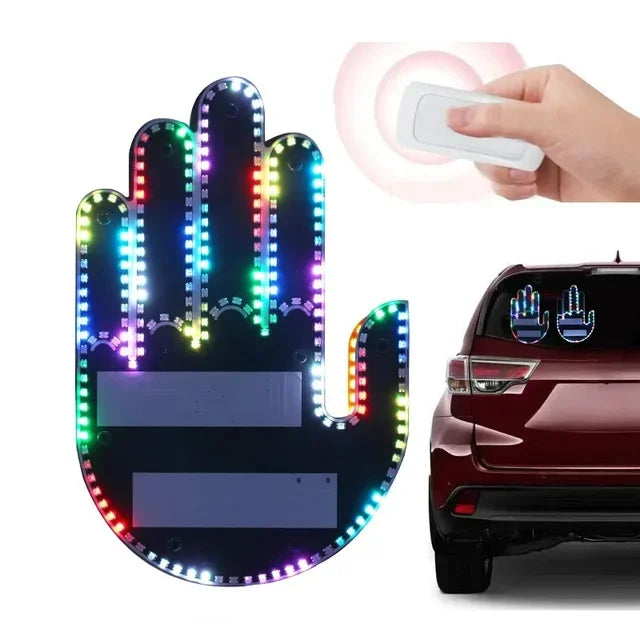Car Expression Remote Control Led Lighting Road Rage Middle Finger Gesture Palm Light Accessories