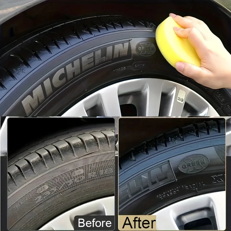 Black Shining Tire Wax - Long-Lasting, Durable Protection and Brightening, Suitable for Car, Bike and Motorcycle Tires - Prevent