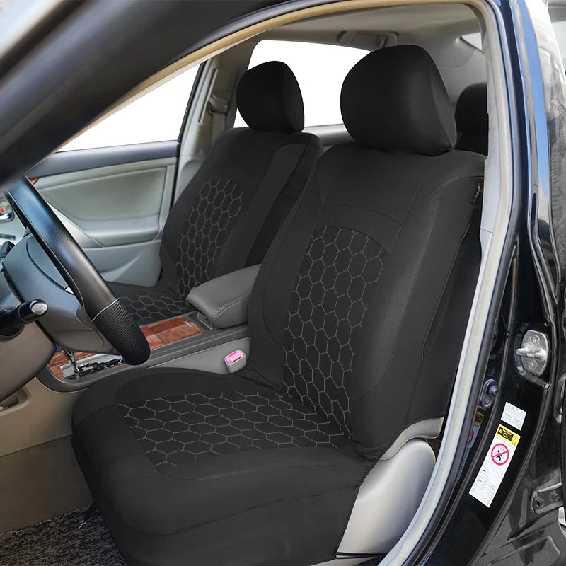 AUTO PLUS Universal Car Seat Covers Fit For Most Car Suv Truck Vans With Hexagonal Embroidery Car Accessories Interior