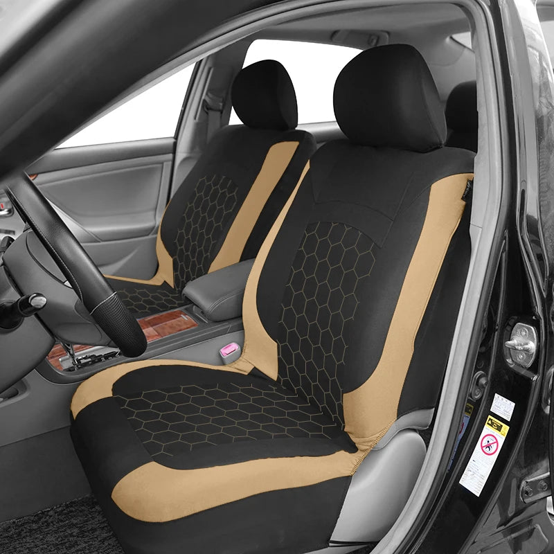 AUTO PLUS Universal Car Seat Covers Fit For Most Car Suv Truck Vans With Hexagonal Embroidery Car Accessories Interior