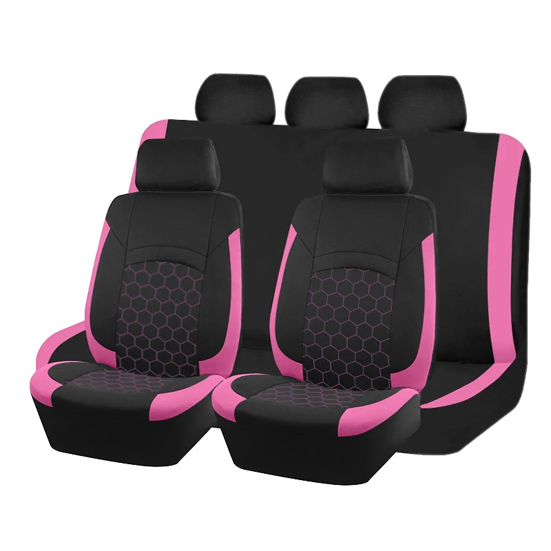 AUTO PLUS Universal Car Seat Covers Fit For Most Car Suv Truck Vans With Hexagonal Embroidery Car Accessories Interior