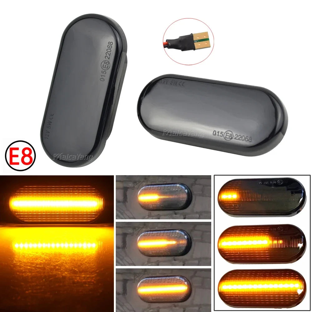 2PCS For VW Bora Golf 3 4 Passat 3BG Polo SB6 SEAT Ibiza Leon Skoda Ford LED Dynamic Side Marker Sequential Turn Signal Light