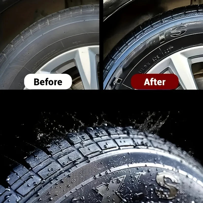 Black Shining Tire Wax - Long-Lasting, Durable Protection and Brightening, Suitable for Car, Bike and Motorcycle Tires - Prevent