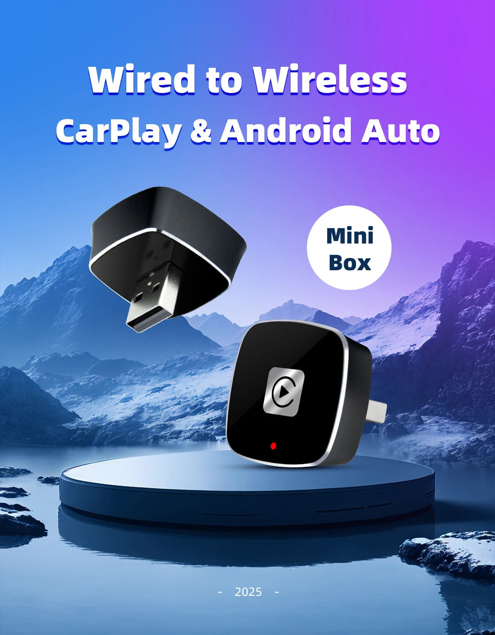 Wireless 2 in1 Carplay Adapter for Android iPhone Auto Wired to Wireless AI Box USB Connection For Volvo Benz Mg Kia Chery VW