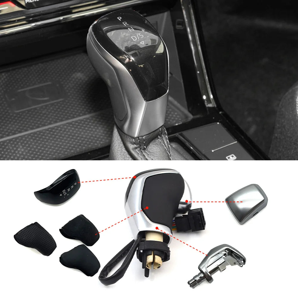 Electronic LED Shift Handle Alcantara leather side cover for Vw Golf Mk6 Mk7 Passat B7 B8 Tiguan Mk2 Dsg, Car Accessories