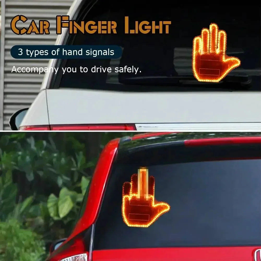 Car Expression Remote Control Led Lighting Road Rage Middle Finger Gesture Palm Light Accessories