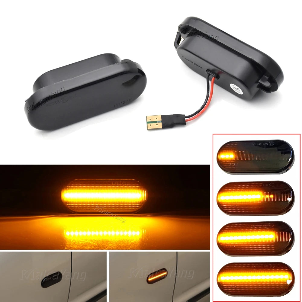 2PCS For VW Bora Golf 3 4 Passat 3BG Polo SB6 SEAT Ibiza Leon Skoda Ford LED Dynamic Side Marker Sequential Turn Signal Light