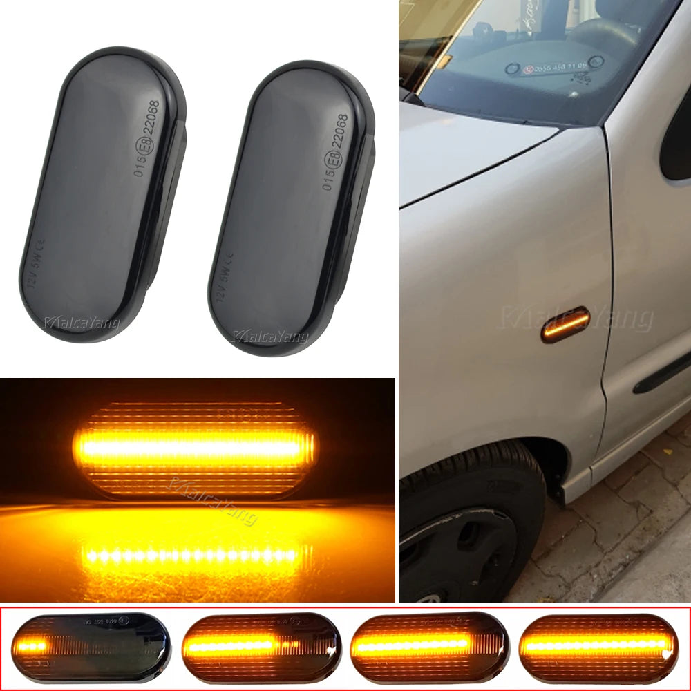 2PCS For VW Bora Golf 3 4 Passat 3BG Polo SB6 SEAT Ibiza Leon Skoda Ford LED Dynamic Side Marker Sequential Turn Signal Light