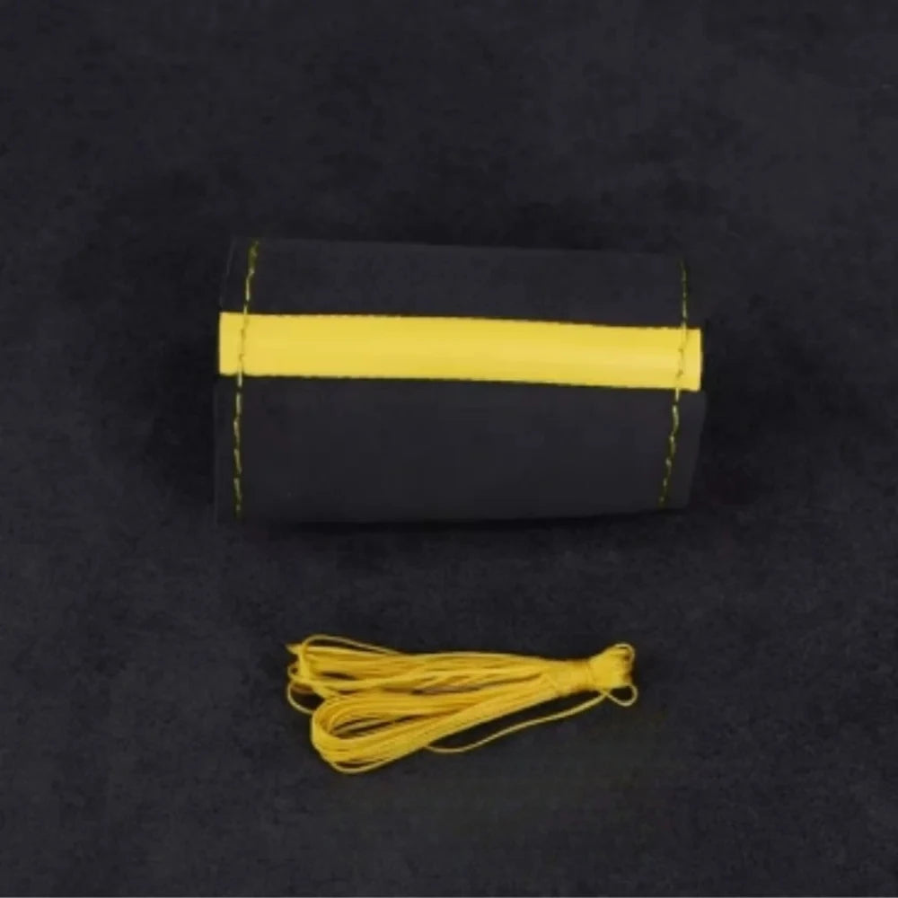 1PC Car Steering Wheel Cover Soft Wear-Resistant Comfortable Wear Resistant Universal Hand Sewing Black Suede Leather Braiding