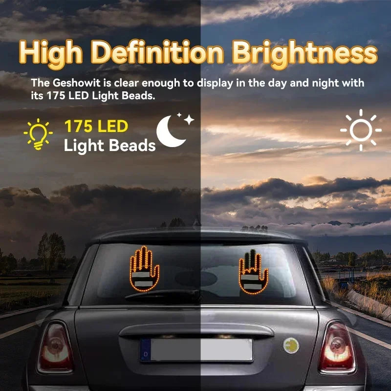 Car Expression Remote Control Led Lighting Road Rage Middle Finger Gesture Palm Light Accessories