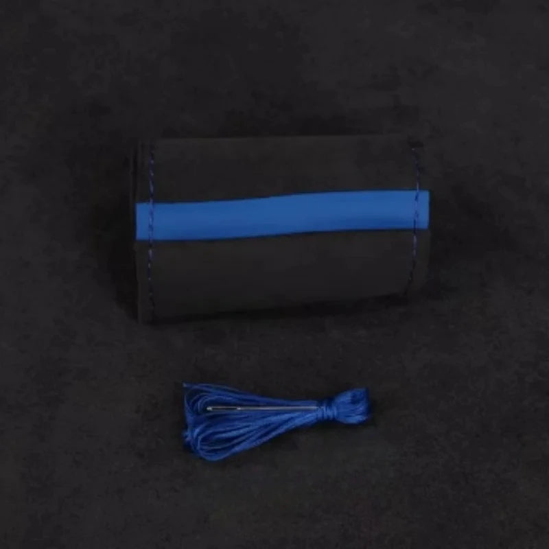 1PC Car Steering Wheel Cover Soft Wear-Resistant Comfortable Wear Resistant Universal Hand Sewing Black Suede Leather Braiding