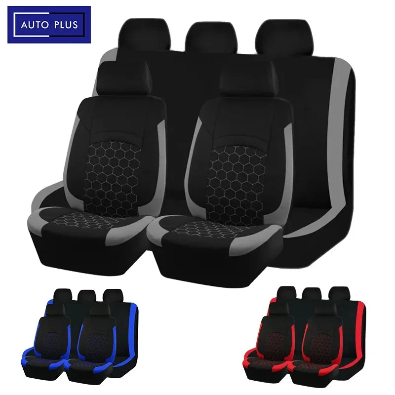 AUTO PLUS Universal Car Seat Covers Fit For Most Car Suv Truck Vans With Hexagonal Embroidery Car Accessories Interior