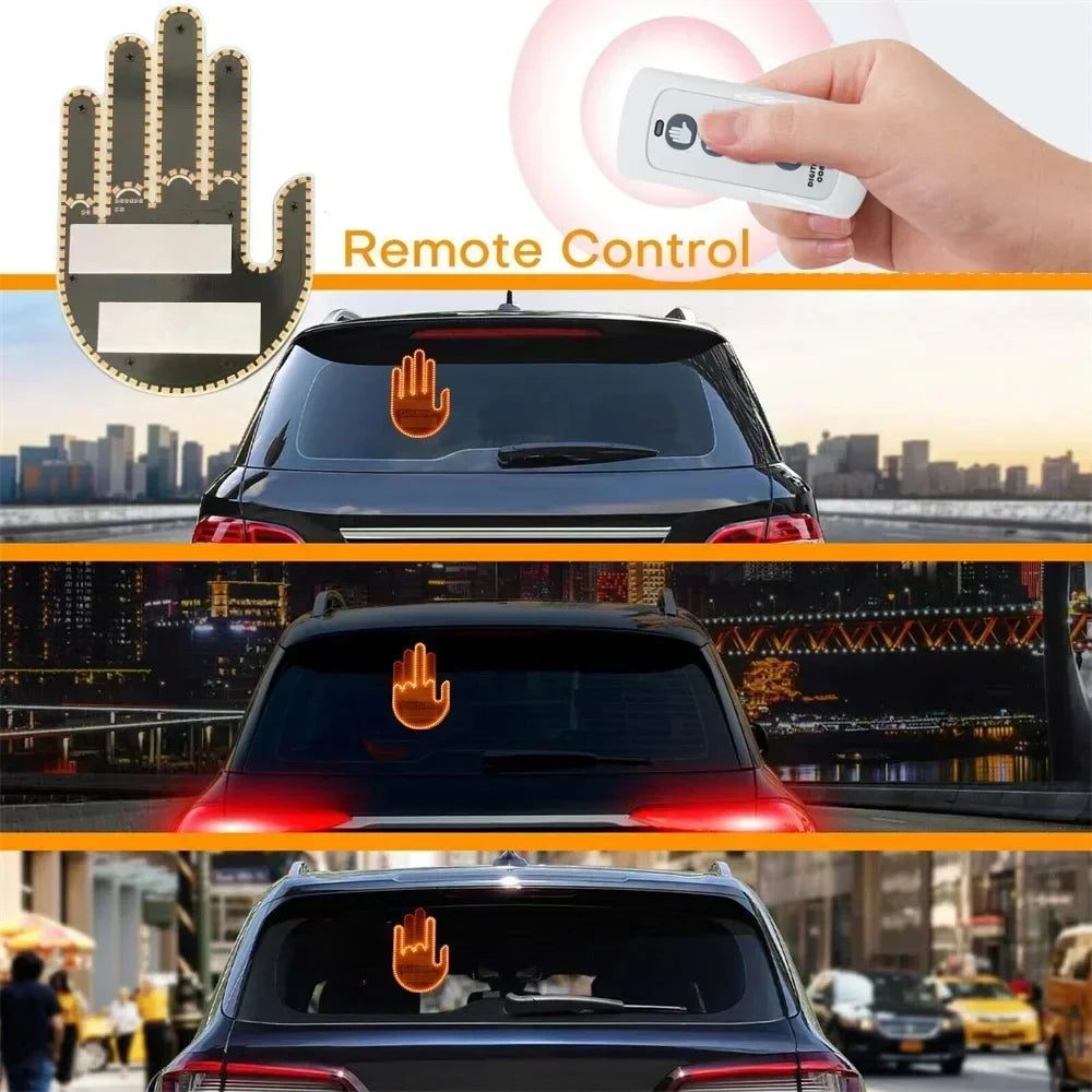 Car Expression Remote Control Led Lighting Road Rage Middle Finger Gesture Palm Light Accessories