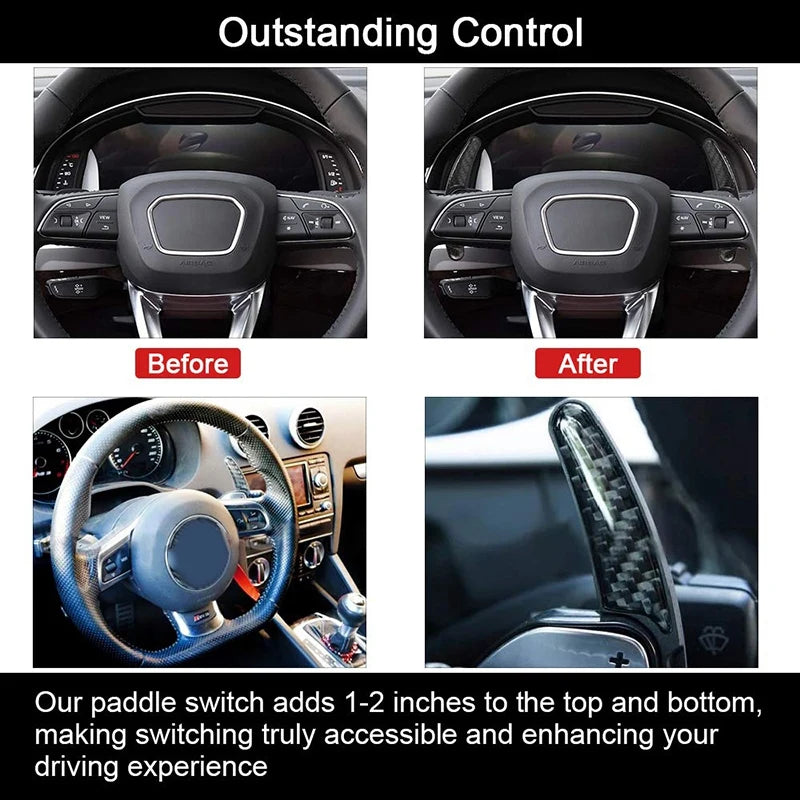 Steering Wheel DSG Paddle Extension Shifters Shift Sticker Decoration Carbon Fiber Style for Audi A1 A3 A4 A5 A7 Q5 Q7 TT TTS