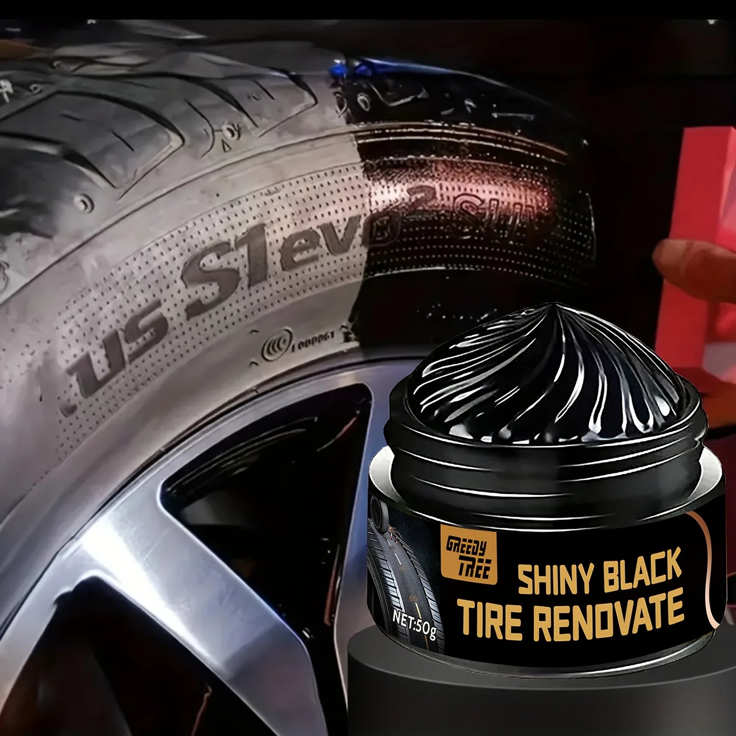 Black Shining Tire Wax - Long-Lasting, Durable Protection and Brightening, Suitable for Car, Bike and Motorcycle Tires - Prevent