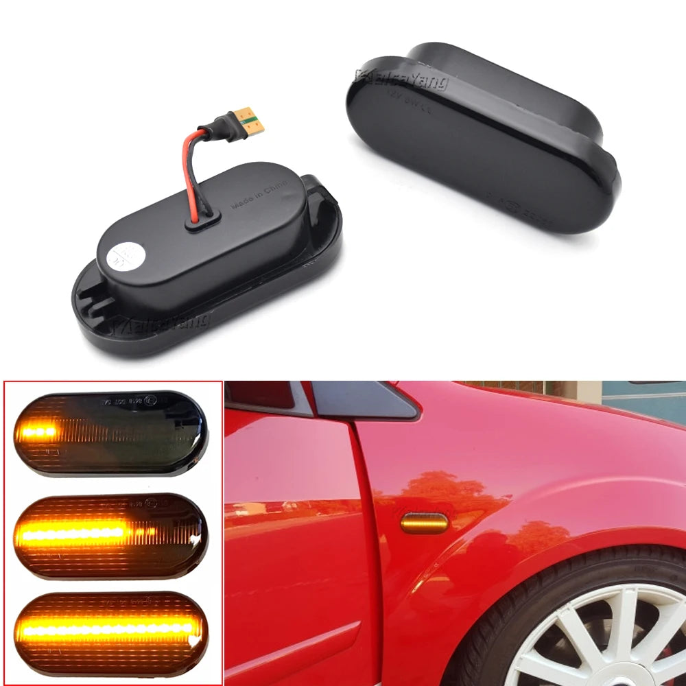 2PCS For VW Bora Golf 3 4 Passat 3BG Polo SB6 SEAT Ibiza Leon Skoda Ford LED Dynamic Side Marker Sequential Turn Signal Light