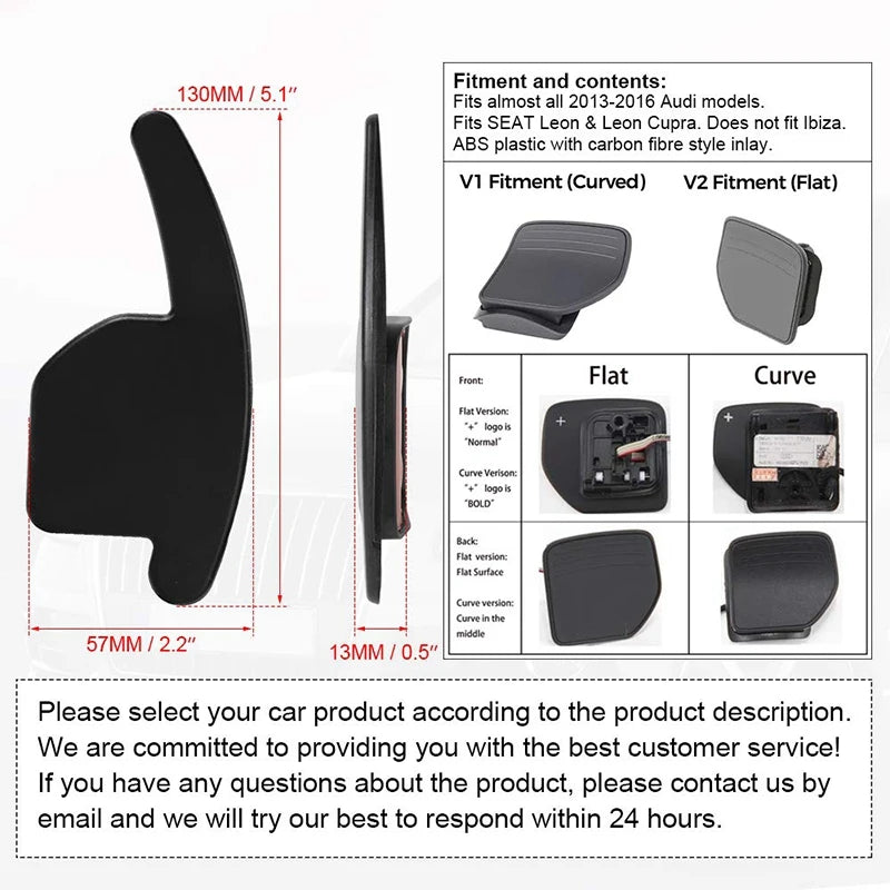 Steering Wheel DSG Paddle Extension Shifters Shift Sticker Decoration Carbon Fiber Style for Audi A1 A3 A4 A5 A7 Q5 Q7 TT TTS