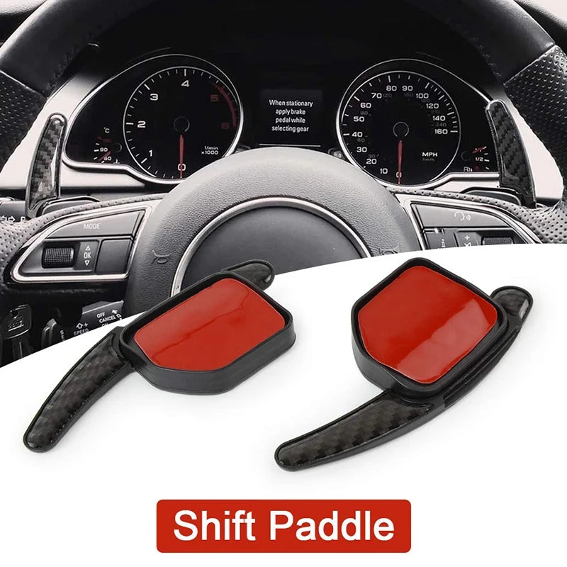 Steering Wheel DSG Paddle Extension Shifters Shift Sticker Decoration Carbon Fiber Style for Audi A1 A3 A4 A5 A7 Q5 Q7 TT TTS